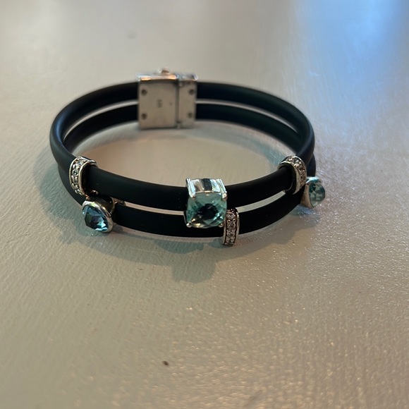 Sterling silver rubber and crystal bracelet